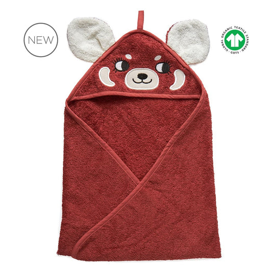 Red Panda Hooded Towel - Marsala red - ROOMMATE.DK