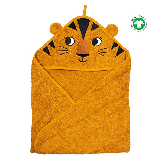 Tiger Hooded Towel -Ochre - ROOMMATE.DK